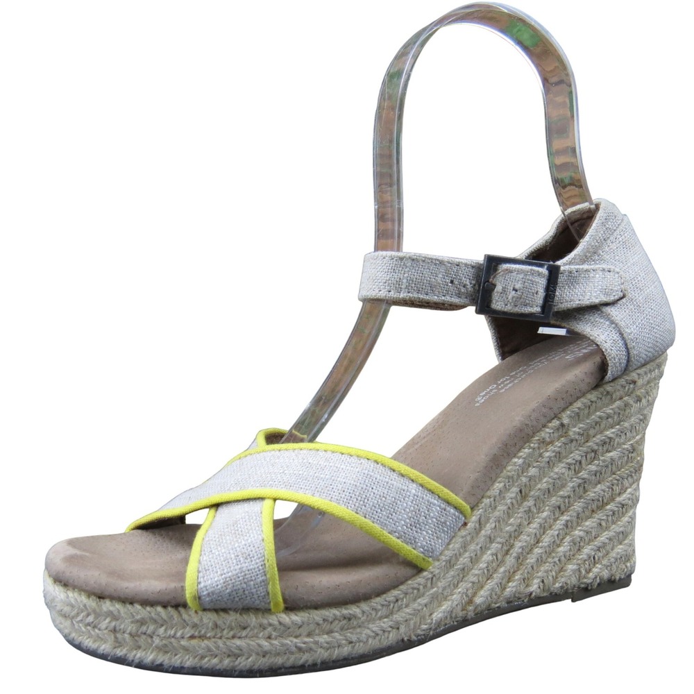 TOMS Burlap Wedge Sandals Women's 6.5 Natural Espadrille Heels Casual Summer